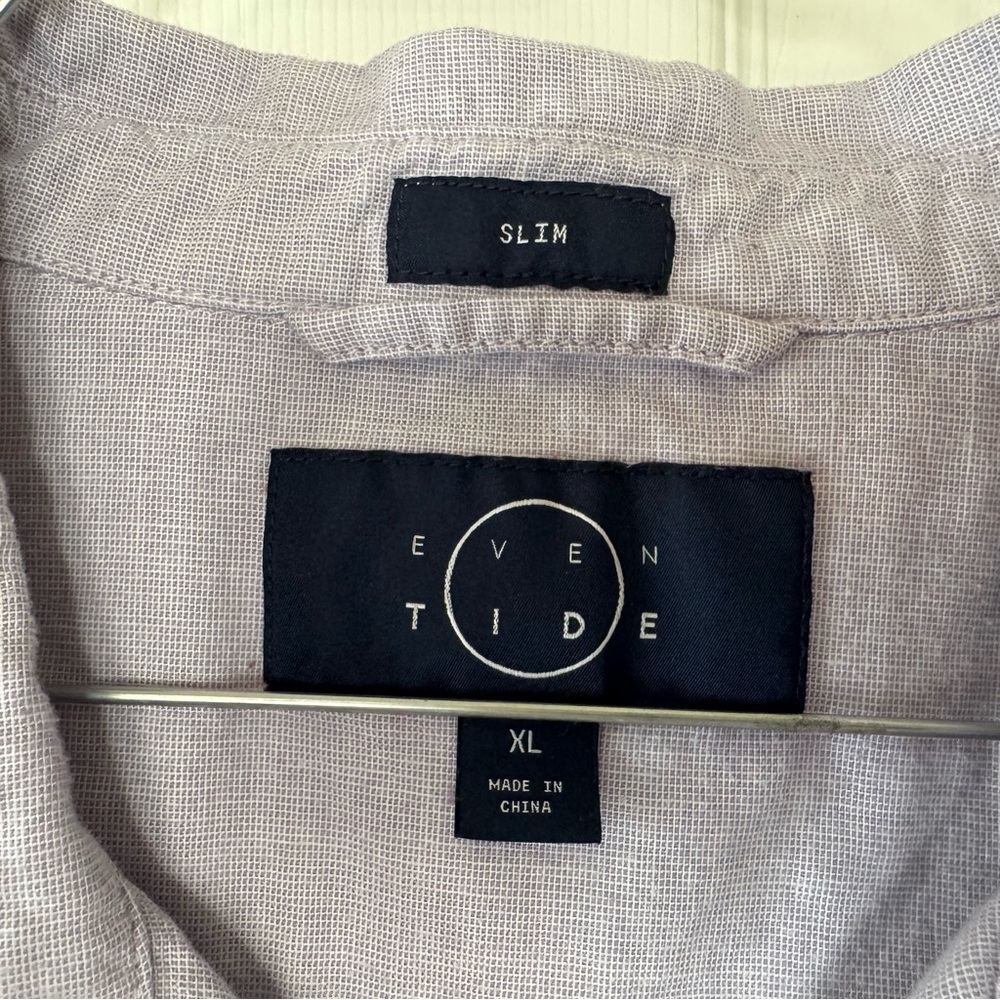 Even Tide Button Down Shirt XL Light Purple Short Sleeve‎ Casual Cotton Beach - Picture 4 of 8